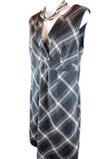 NWT Gap Gray Plaid Sleeveless Shift Dress Size M Office, Collegecore