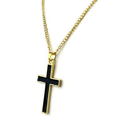 Mens Stainless Steel Two Tone Crucifix Cross Pendant Necklace