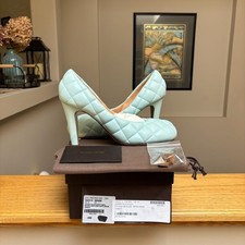 Bottega Veneta Scarpa Pelle Leather Matelass  Dream Blue Heels - Retail: 1400