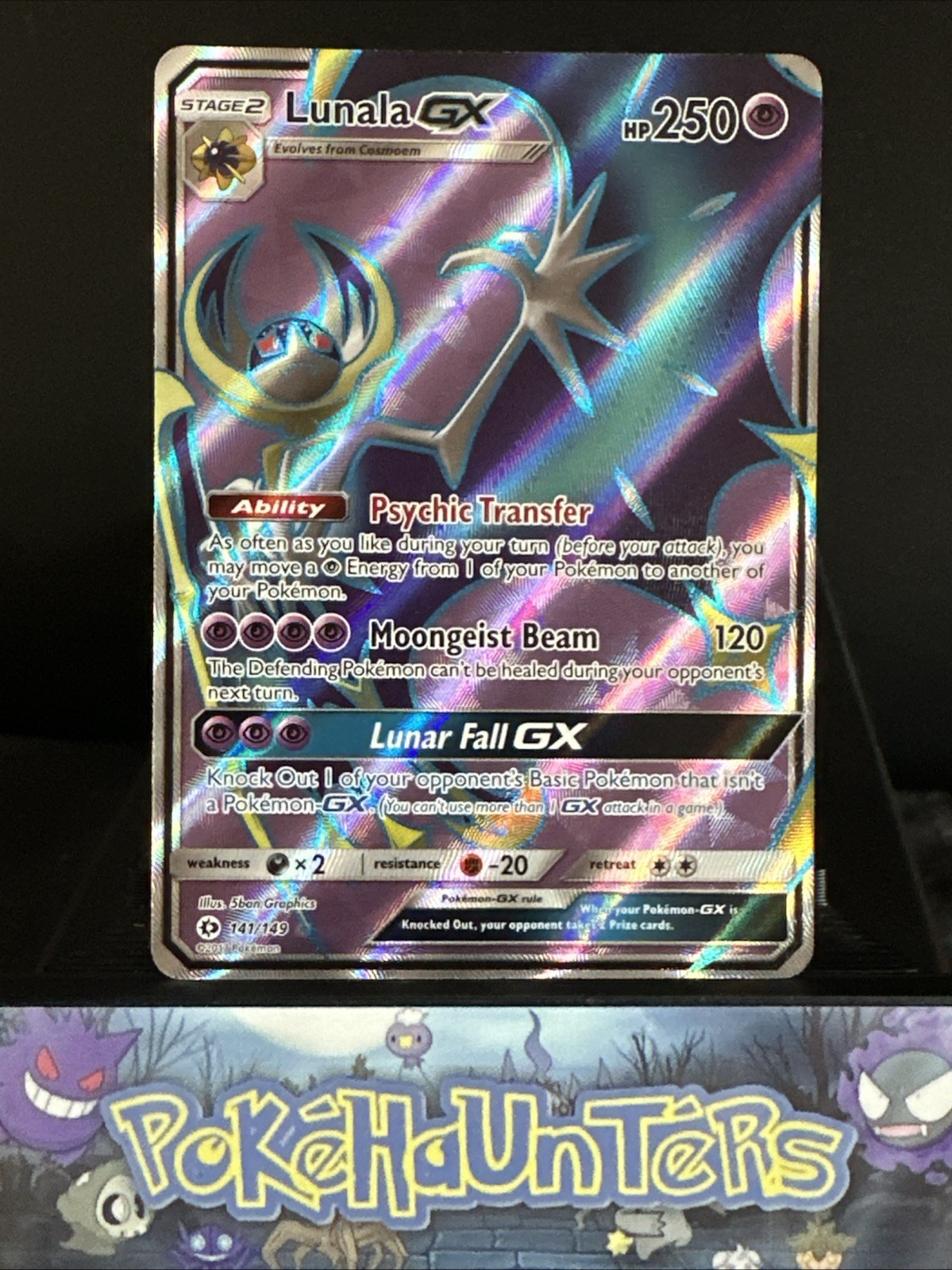 Pokemon Card Lunala GX Sun Moon 141/149 Full Art Ultra Rare Holo NM