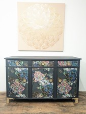 Professionally up-cycled and Painted Antique Mahogany Sideboard – Red / Black