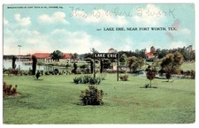 Fort Worth, TX Handley, Texas LKU Doane Postmark, 1908 Postcard, Lake Erie