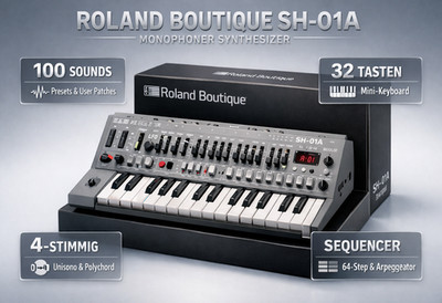 Roland Boutique SH-01A  Monophoner Synthesizer 100 Sounds Keyboard-Synthesizer
