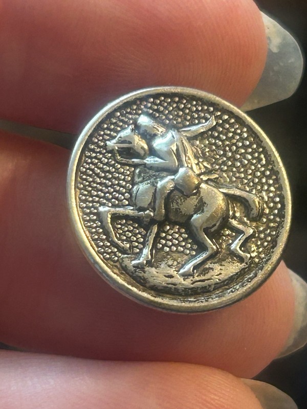 Vintage 1976 Metal Picture Button Paul Revere Horse Patriotic Medium Albert’s