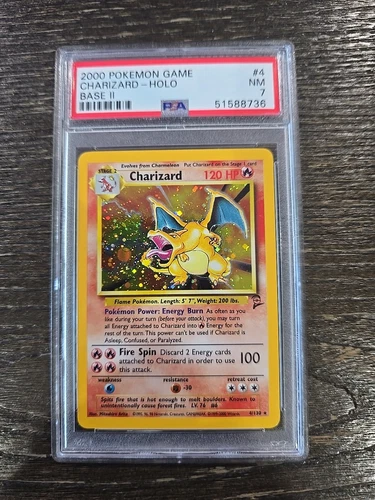 2000 POKEMON BASE SET 2 #4 CHARIZARD-HOLO PSA 7