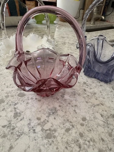 Fenton Glass Baskets Set Of 3 Plus Free Bottle