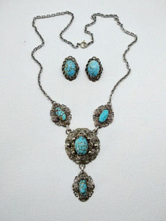 Ancien collier en pâte de verre et boucles d'oreilles jewelry glass necklace