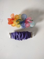 Vintage 1990s Hair Barrette French Clip Lot Rainbow Multi Color Purple Scrunch
