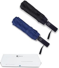 2 Packs 46 Inch Paraguas Negro Para Lluvia Y Viento Grande Resistentes Sombrilla