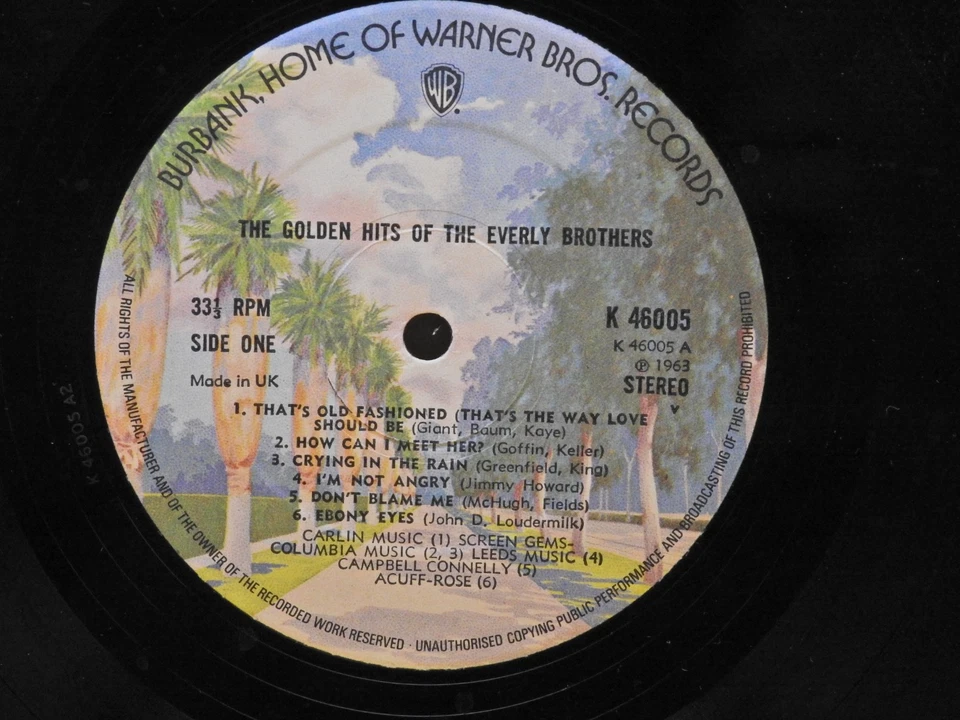 The Everly Brothers - The Golden Hits of UK 12" Vinyl LP Burbank - Image 3 of 4