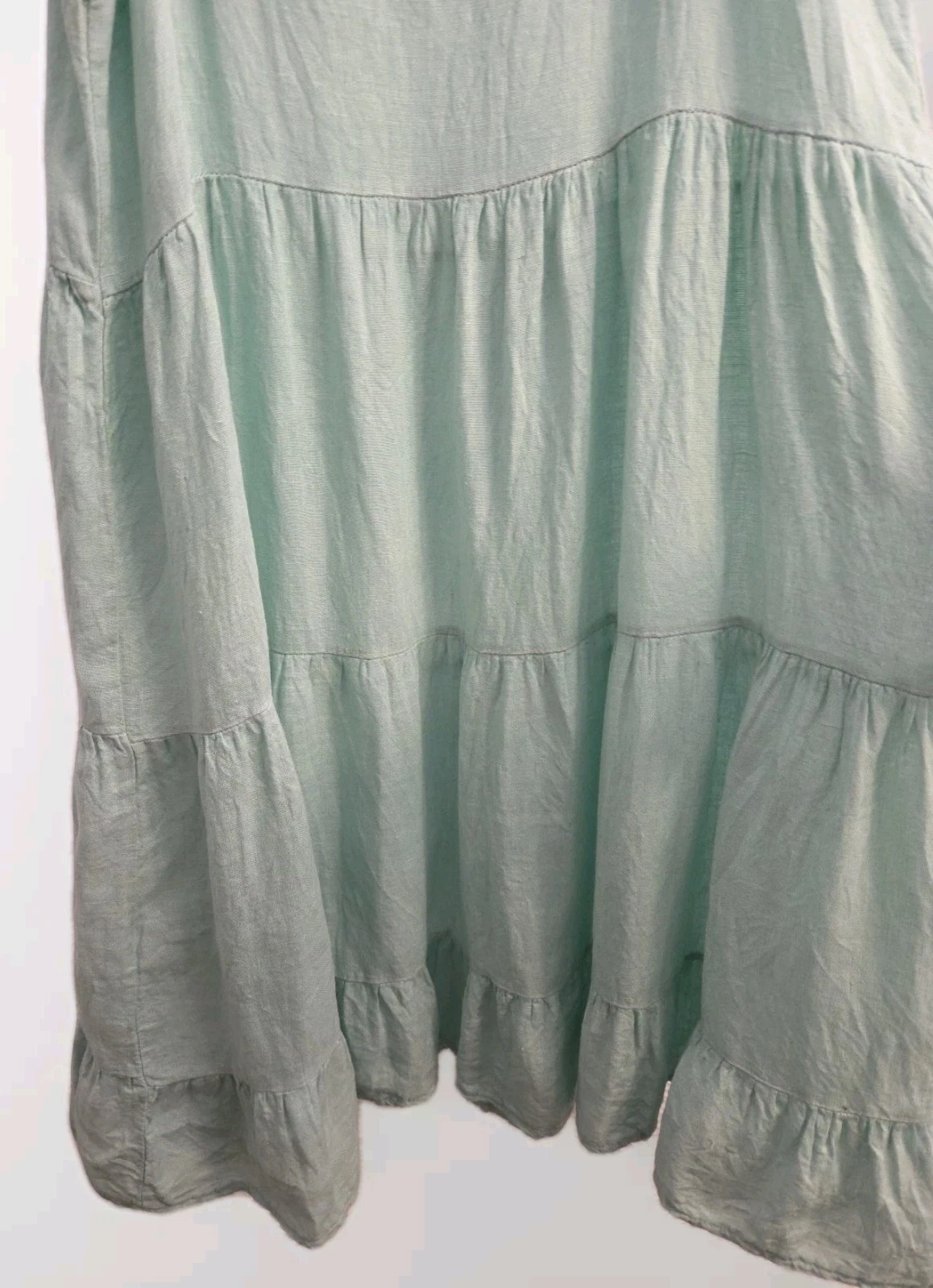 VALENTINO Valentina Naldi prendisole 100% lino verde salvia chiaro a strati Italia tg. S Boho CE