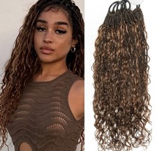 18" Ombre Brown Human HairDeep Wave Crochet Boho Braids 79 Strands