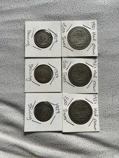 George V British Silver Coin Lot: 3x 1921 Half Crown & 3x 1929 Shilling