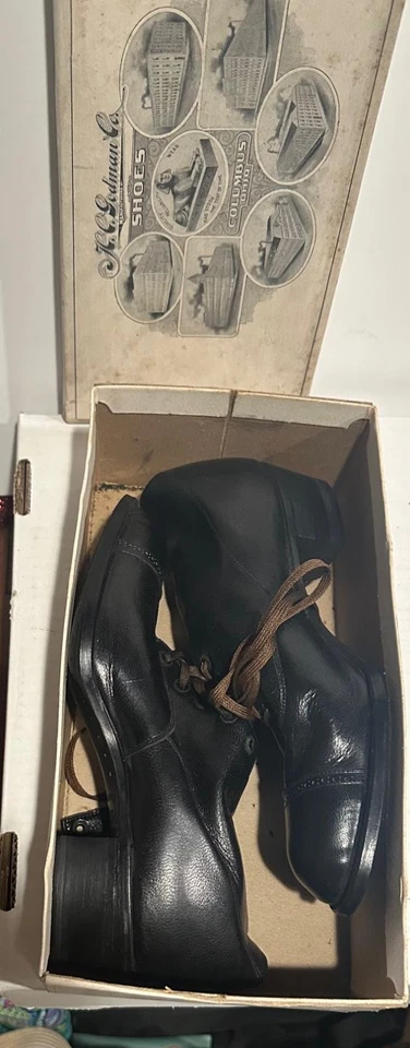 Antique Godman New Old Stock Edwardian Victorian Lace Up Black Side Button Boots - Image 4 of 4