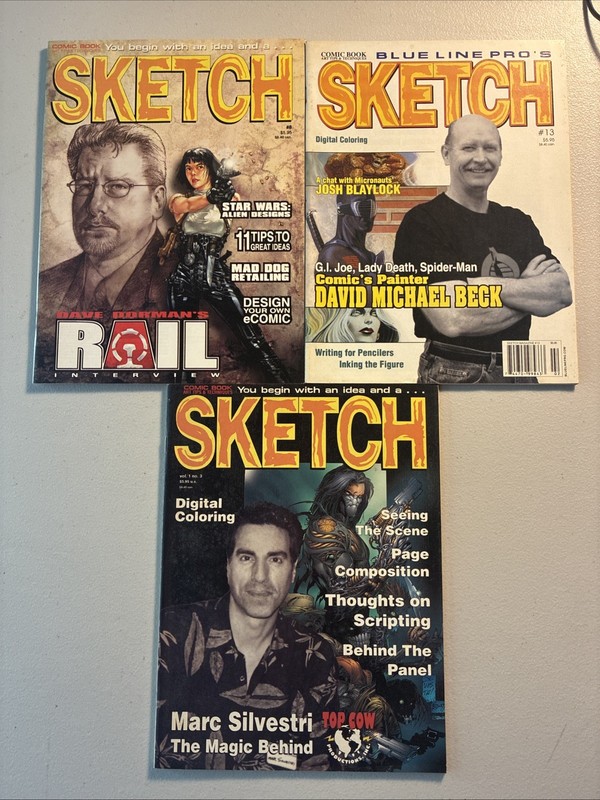SKETCH MAGAZINE LOT ×3 Vol 1. #3, 8, 13 MARC Silvestri, David Beck, Dave Dorman!