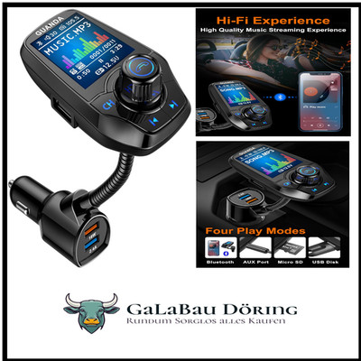 Bluetooth FM Transmitter Auto, Kabelloses 4-in-1 Radio AUX Adapter mit 3 Port