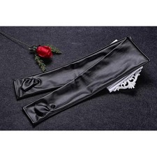 Women's Shiny Faux Leather Elbow Length Fingerless Gloves for Cosplay Halloween