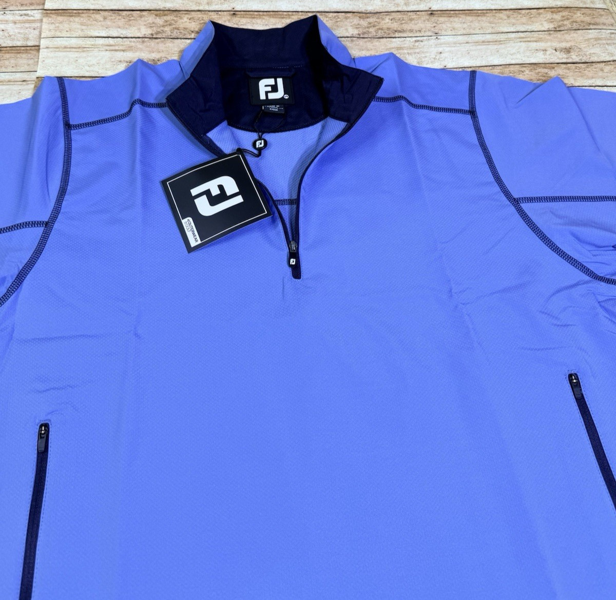 Footjoy Mens Large Indigo Blue Golf 1/4 Zip Wind Shirt New with Tag 28205