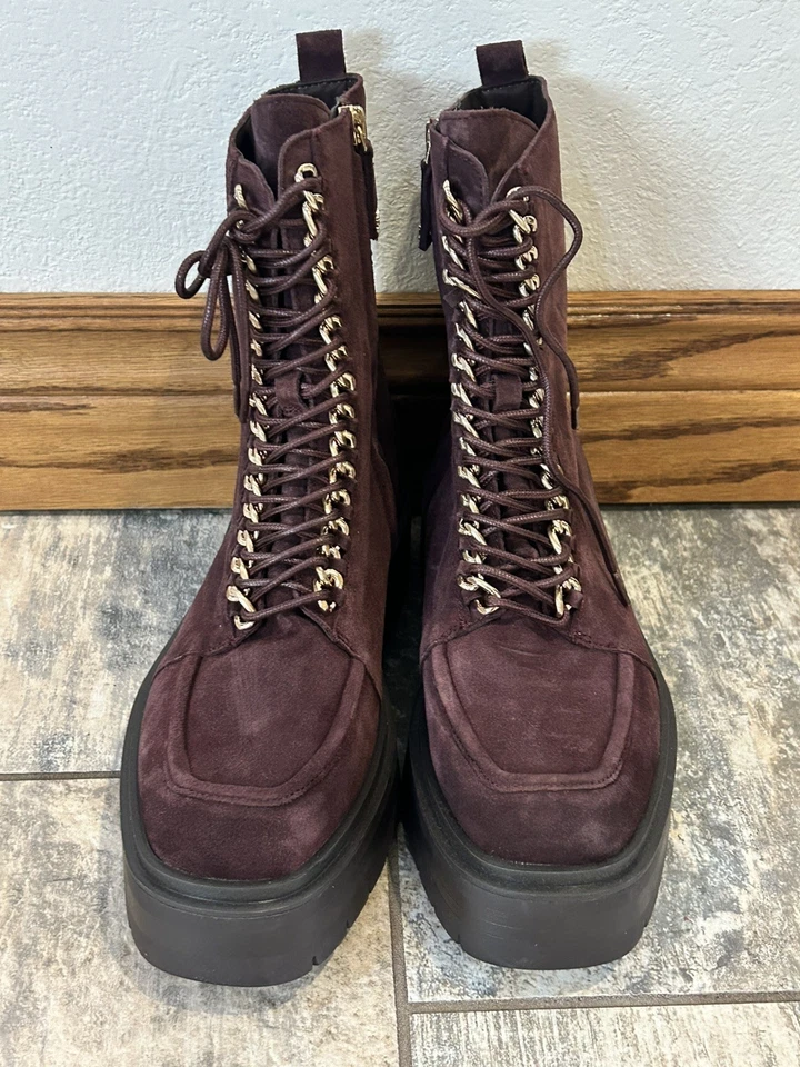 Женские боевые бордовые замшевые ботинки на платформе Lovrin Sam Edelman на шнуровке размер 9,5 - Изображение 3 из 4