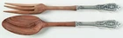 Rose Point (Sterling, 1934 No Mono) Salad Serving Fork/Spoon with Wooden Prongs