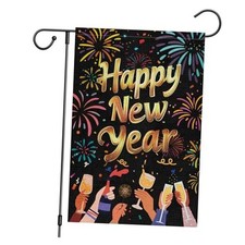 Happy New Year Garden Flag 12x18 Inch Double Sided Burlap 12" 18" winter