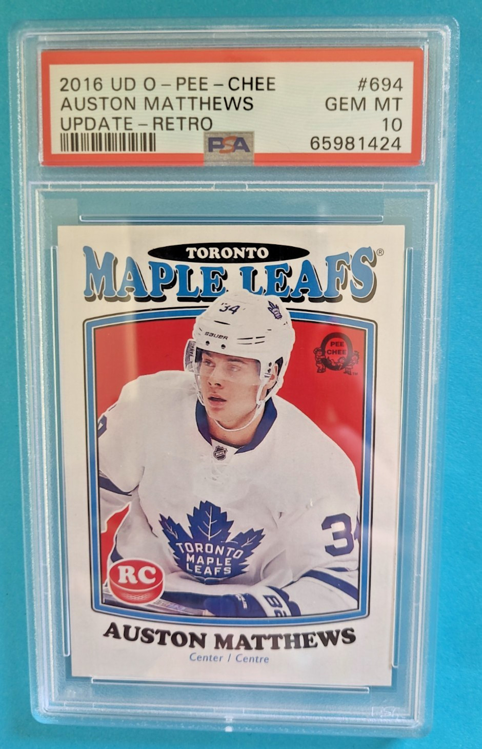 2016-17 Auston Matthews OPC O-PEE-CHEE #694 Retro Rookie RC PSA 10 GEM MINT view 1