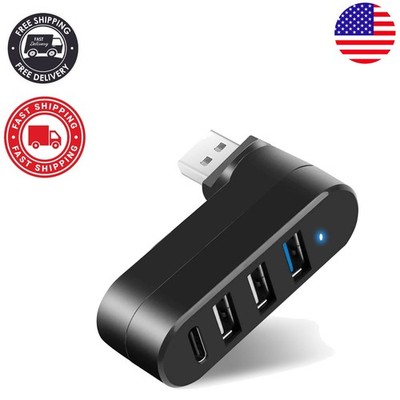 4-Port USB 3.0 Hub with Rotatable Design & 5W USB C Power for Laptops & Cars