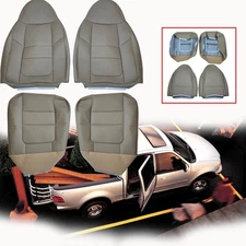 Driver Passenger Bottom Top Leather Seat Cover TAN For 2001 Ford F250 Lariat New