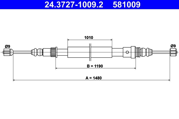Rear ATE 24.3727-1009.2 Cable Pull, parking brake for RENAULT