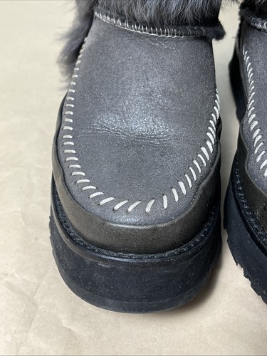 UGG DAMEN FLAUSCH PUNK TWINFACE TOSCANA LAMMFELL LEDER STIEFEL GRAU GRÖSSE 6/UK 4 - Bild 5 von 12
