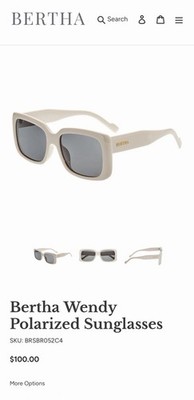 Bertha Wendy Women s Polarized Rectangle Sunglasses Ivory Frame Gray Lens