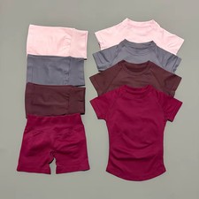 2 Pieces Impact Sports Sets Short Sleeve Seamless Yoga Top Fitness Set Women Wor
