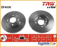 2 St. Bremsscheibe Trw DF4036 FüR Ford Focus Focus Turnier