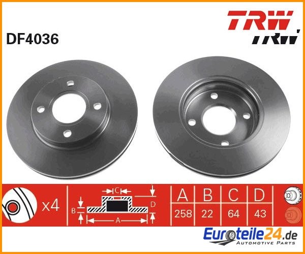 2 St. Bremsscheibe Trw DF4036 FüR Ford Focus Focus Turnier-image