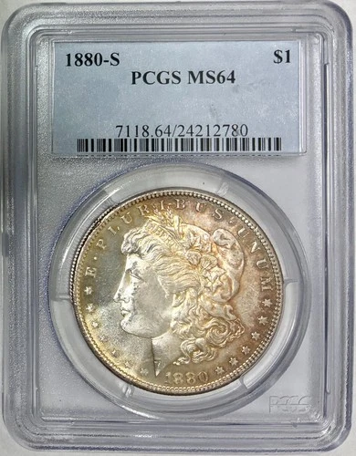 1880-S Morgan Silver Dollar, PCGS MS-64, Beautiful Toning & Reflectivity!