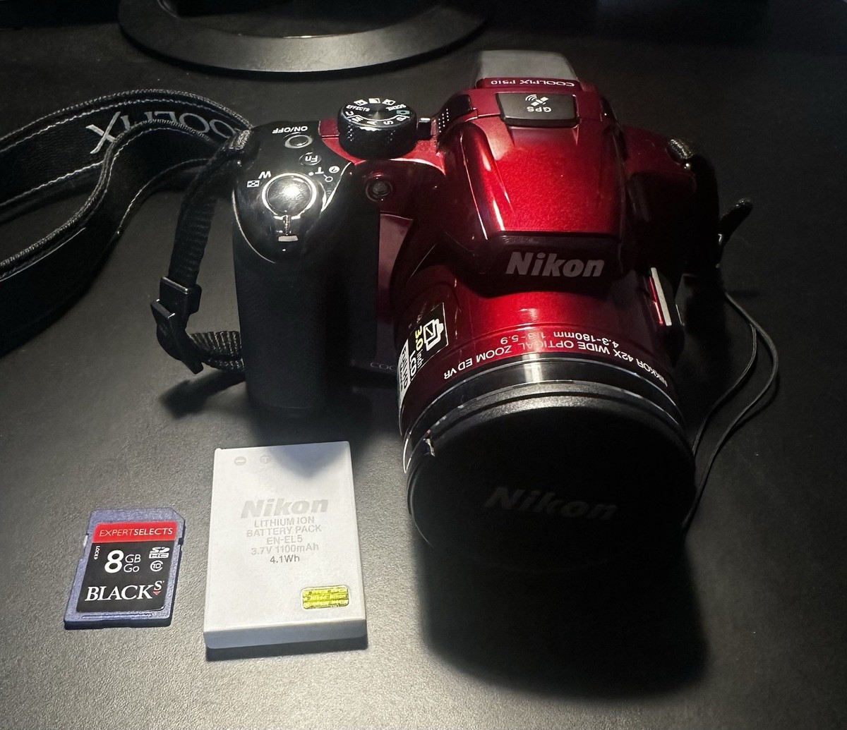 Nikon COOLPIX P510 16.1MP Digital Camera Red 42x Zoom + Battery SD