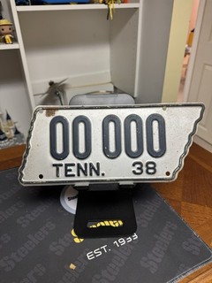 1938 Tennessee Original Paint License Plate