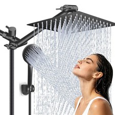 Shower Head Combo High Pressure 8"Rain Shower Head with Handheld Spray Set Black