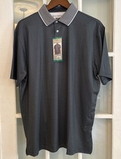 Hickey Freeman Polo Shirt Mens XL Black Performance Golf Stretch Geometric, NWT