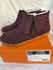 Livie  Luca Size 3Y Pomegranate Burgundy Rook Ankle Boots Comfort Zipper