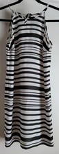 Banana Republic Womens Dress Size 0 Striped Black White Sleeveless Midi