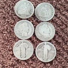 1862-1925 US Silver Quarter Lot Seated Liberty Barber Standing Liberty