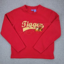 Disney Tigger Fleece Sweatshirt Womens Medium Red Embroidered Winnie the Pooh