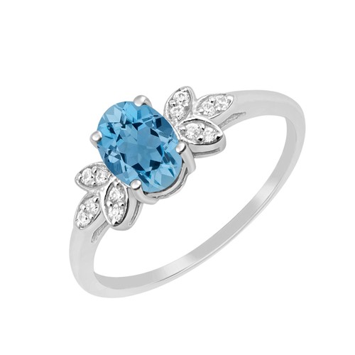 Silvershake Genuine Swiss Blue Topaz Ring | 3.11ct Oval, 925 Sterling Silver Solitaire - View #4
