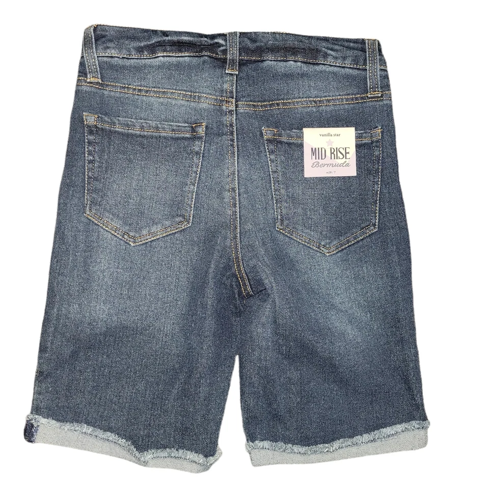 Bermudas vaqueras Vanilla Star Junior para mujer tiro medio azules talla 7 Foto 2 de 4