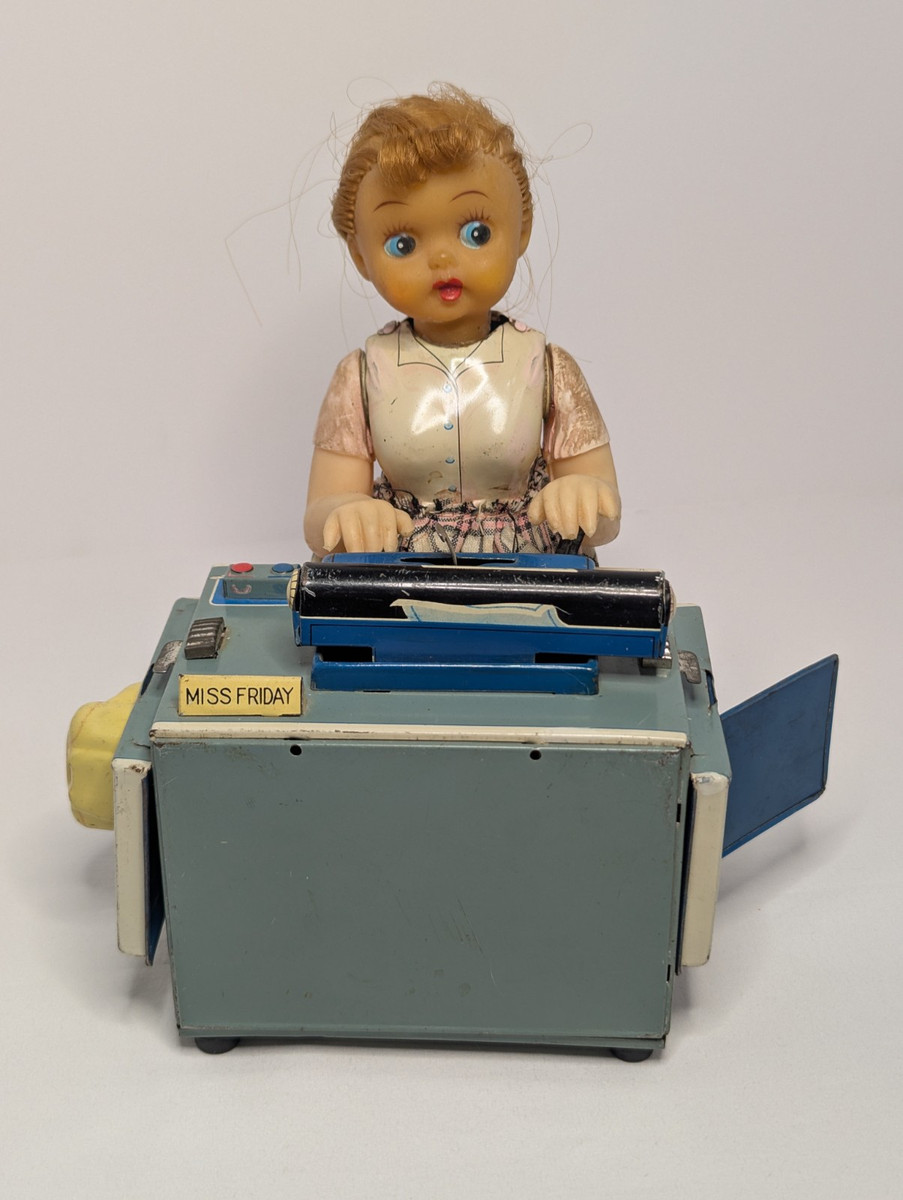 Vintage Linemar Tin Toy Miss Friday The Typist Battery Vintage Linemar Tin Toy Miss Friday The Typist Battery