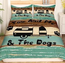 Cute Camping Bedding,Queen for Boys Teens Girls Happy Camping Comforter Cover...