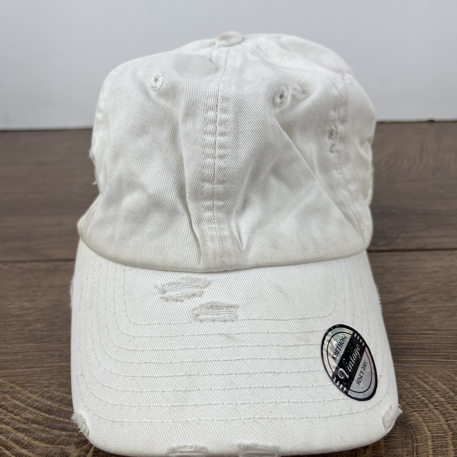 Distressed White Hat Baseball Adjustable Baseball… - image 4