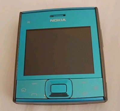 VTG Nokia X5-01 Slider QWERTY Phone - Azure Blue - Symbian OS - Retro Collection