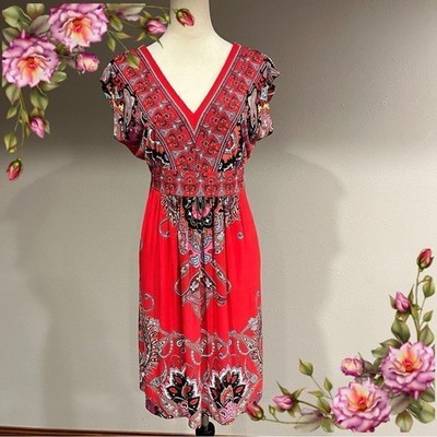 Kiara v-neck short sleeve mini dress western style size Small